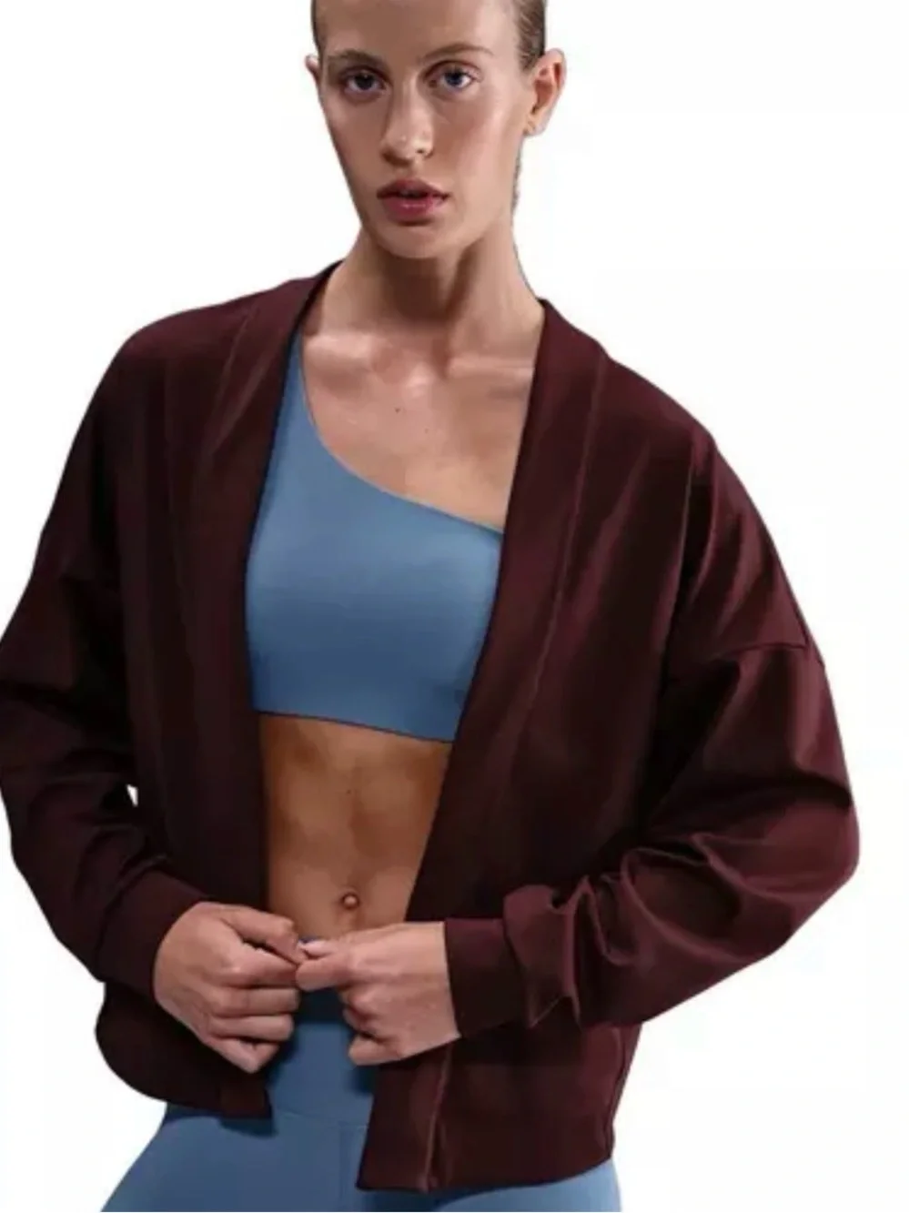 Nike Women's Zenvy Dri-FIT Oversized Cardigan - Burgundy